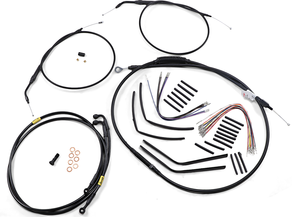 BURLY BRAND Cable Kit - Jail Bar - 12" Handlebars - Black Vinyl B30-1195