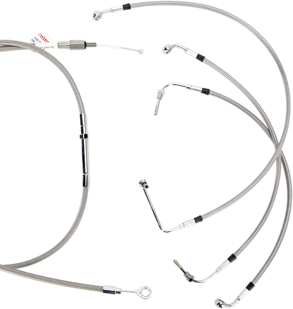 BURLY BRAND Handlebar Cable/Brake Line Kit - Complete - 13" Ape Hanger Handlebars - Stainless Steel B30-1103