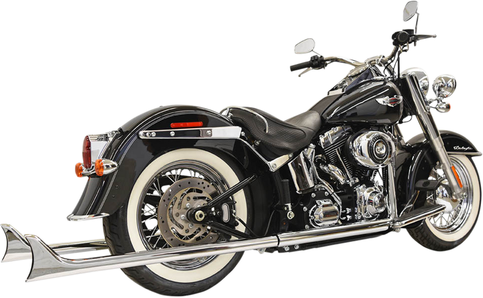 BASSANI XHAUST Fishtail-Auspuff - 39" echtes Doppelauspuffsystem — ohne Schalldämpfer Softail 2007-2012 1S26E-39 