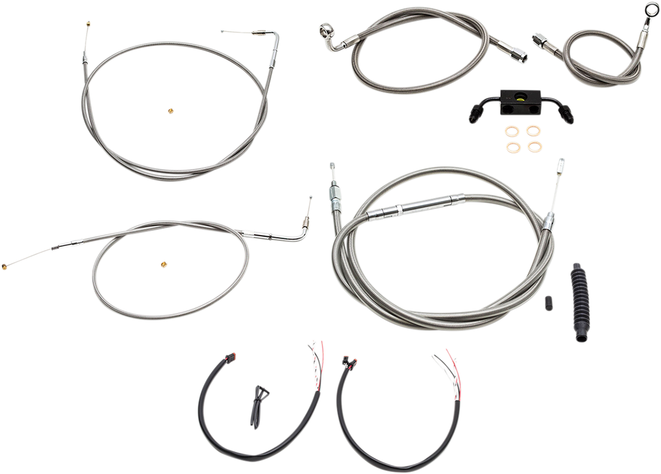 LA CHOPPERS Handlebar Cable/Brake Line Kit - Complete - 12" - 14" Ape Hanger Handlebars - Stainless LA-8321KT2-13