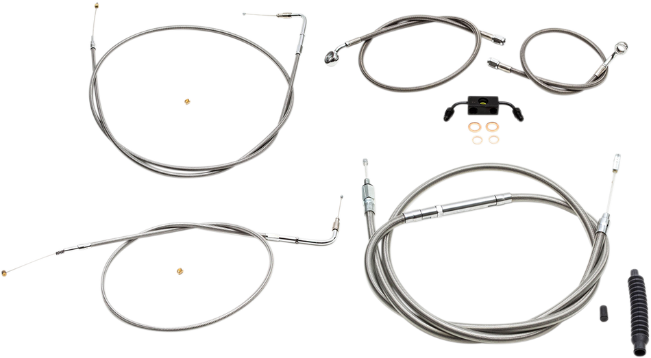 LA CHOPPERS Handlebar Cable/Brake Line Kit - 15" - 17" Ape Hanger Handlebars - Stainless Steel LA-8231KT-16