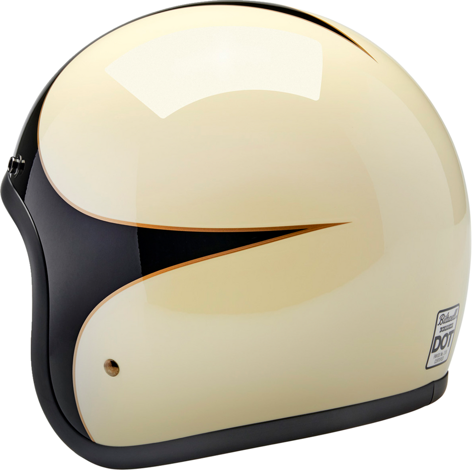 BILTWELL Bonanza Helmet - Gloss Vintage White/Black Scallop - Large 1001-559-204