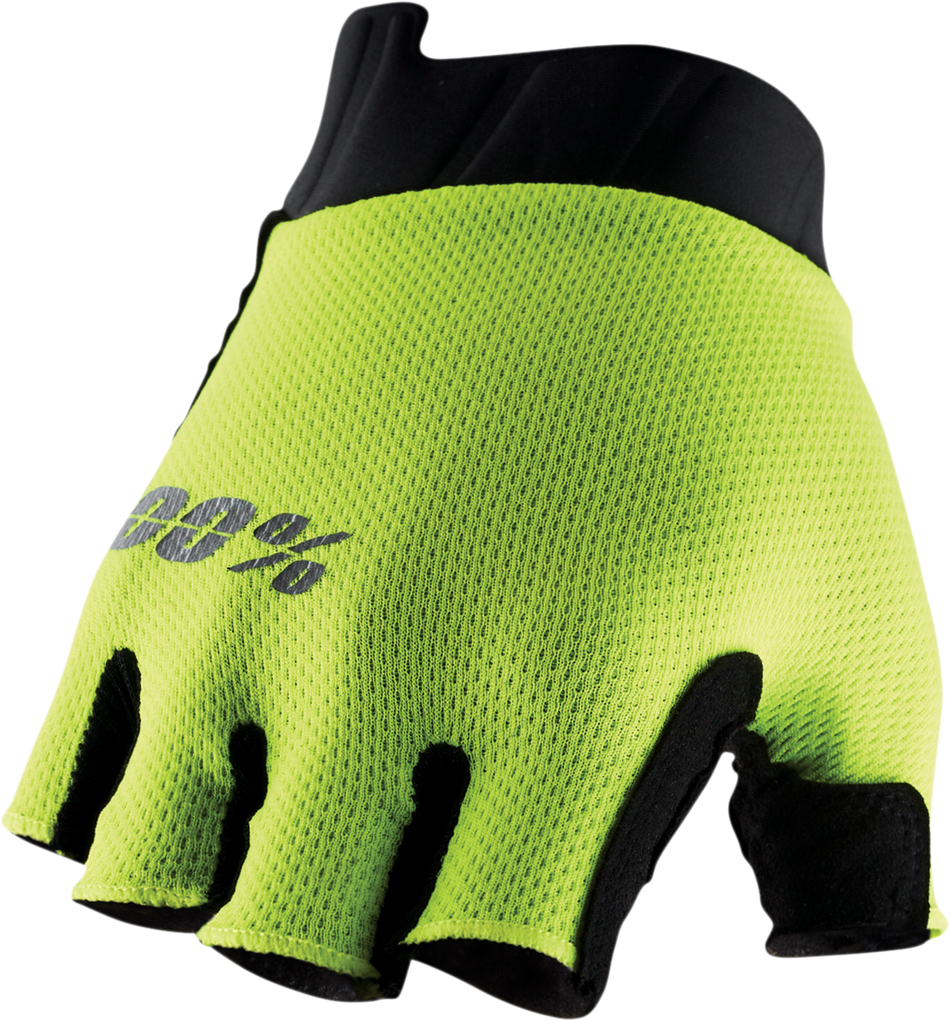 100% Exceeda Short Finger Gloves - Fluorescent Yellow - Small 10024-00005