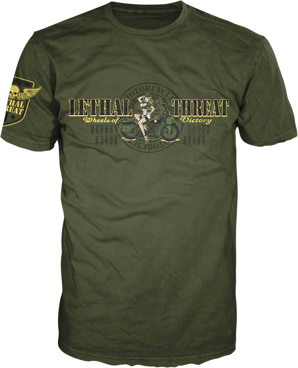 LETHAL THREAT Wheels of Victory T-Shirt - Green - Medium VV40168M