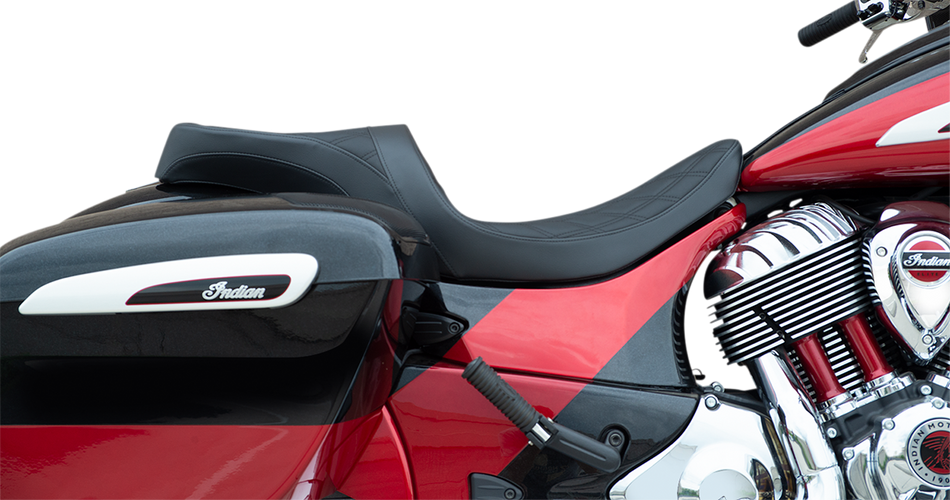 DRAG SPECIALTIES Low Profile Touring Seat - Double Diamond w/ Black Stitching - '14-'22 Indian 0810-2258