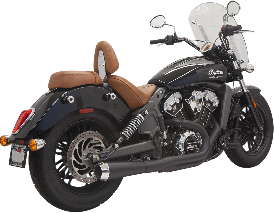 BASSANI XHAUST 2:1 Exhaust - Black - Short -Indian  Scout 2015-2021 8S12JB