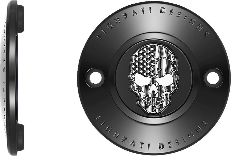 FIGURATI DESIGNS Timing Cover - 2 Hole - Skull - Contrast Cut - Black FD28-TC-2H-BLK