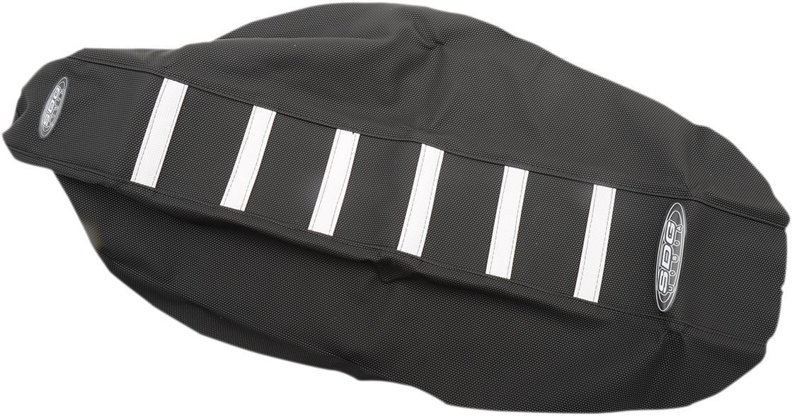 SDG 6-Ribbed Seat Cover - White Ribs/Black Top/Black Sides 95946WK