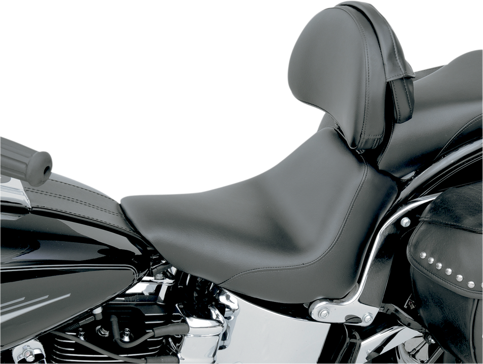 SADDLEMEN Heels Down Solo Seat - With Backrest - Plain - Black - FXST 806-12-0041