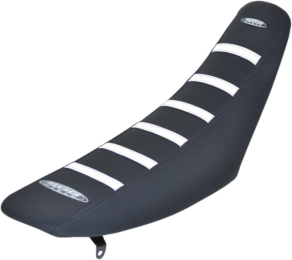 SDG 6-Ribbed Seat Cover - White Ribs/Black Top/Black Sides 95926WK