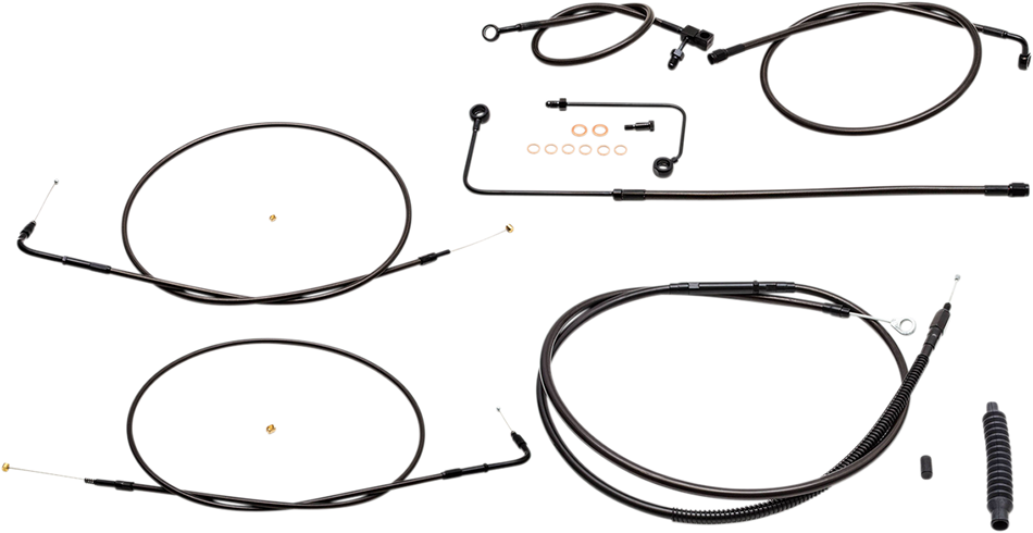 LA CHOPPERS Handlebar Cable/Brake Line Kit - 15" - 17" Ape Hanger Handlebars - Midnight LA-8151KT-16M