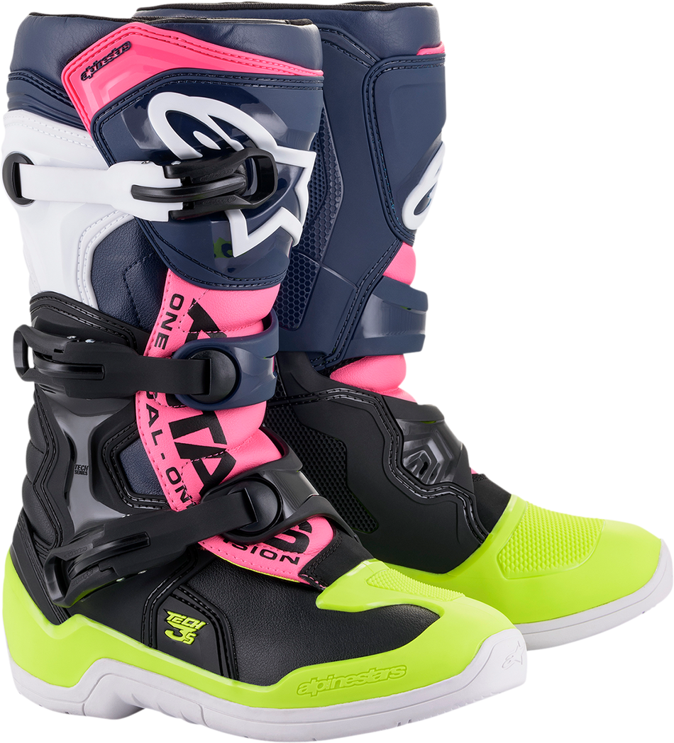 ALPINESTARS Tech 3S Boots - Black/Blue/Pink/White/Yellow - US 5 2014018-1176-5