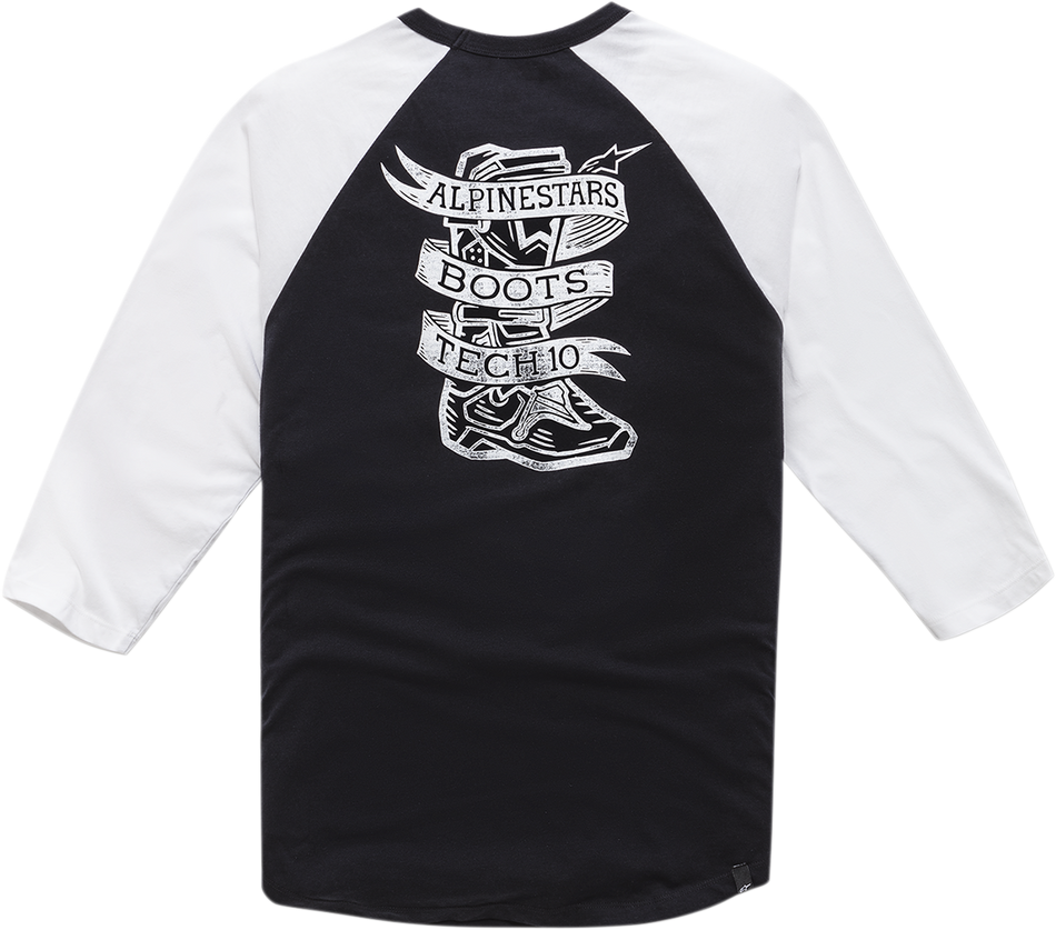 ALPINESTARS Booted Raglan T-Shirt - Black/White - Large 1210710041020L