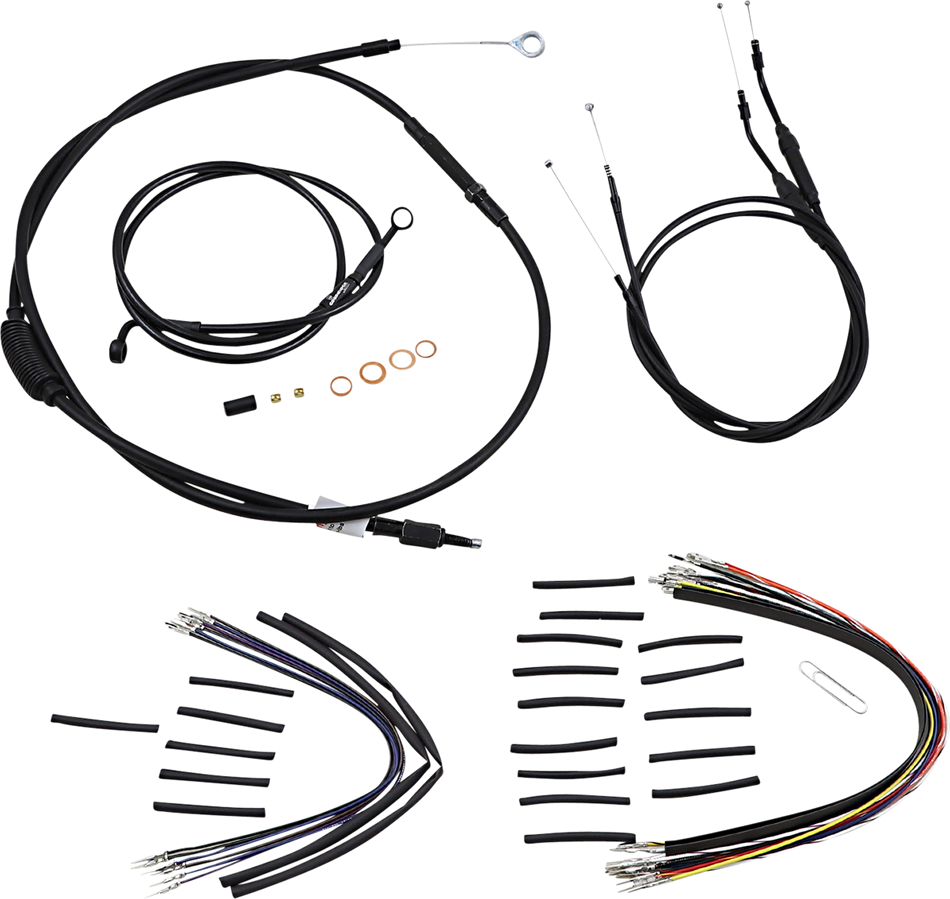 BURLY BRAND Cable Kit - Jail Bar - 12" Handlebars - Black Vinyl B30-1147