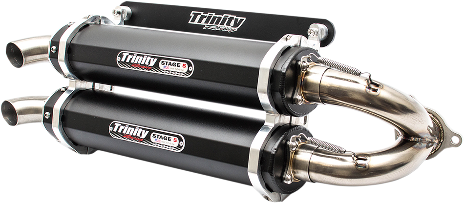 TRINITY RACING Stage 5 Slip-On Dual Muffler - Black TR-4152S-BK