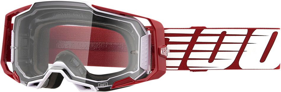 100% Armega Goggles - Oversized Deep Red - Clear 50004-00009