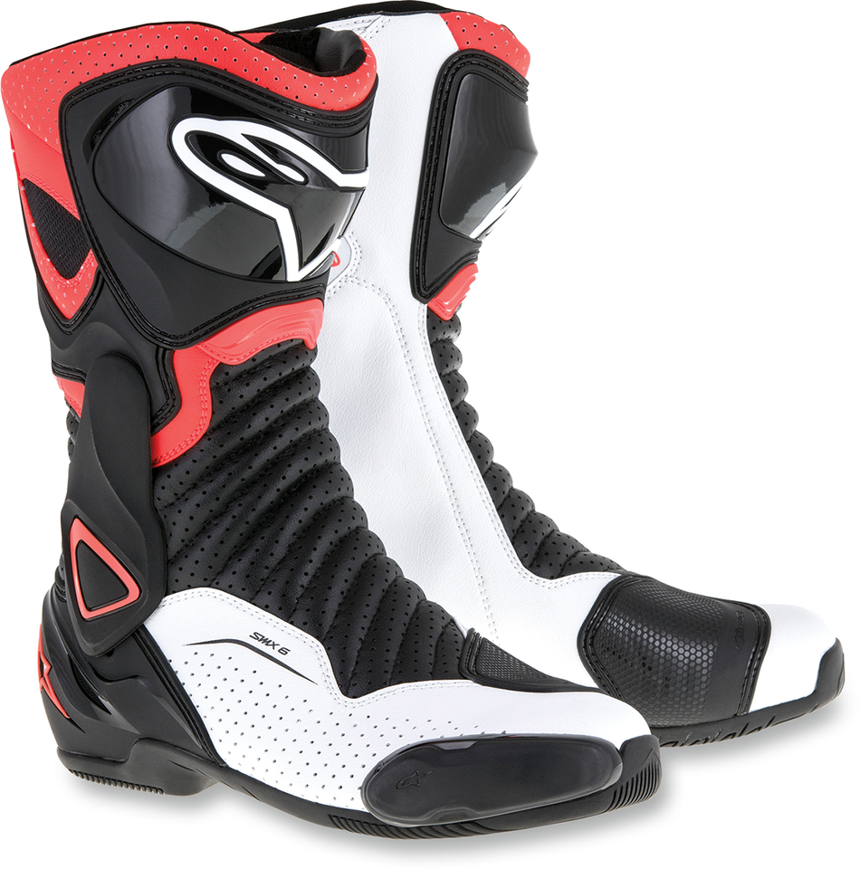 ALPINESTARS SMX-6 v2 Vented Boots - Black/White/Red Fluorescent - US 10.5 / EU 45 2223017-1320-45