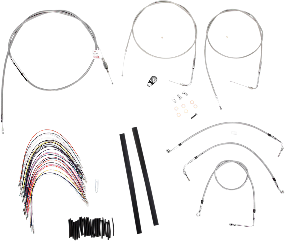 BURLY BRAND Handlebar Cable/Brake Line Kit - Complete - 16" Ape Hanger Handlebars - Stainless Steel B30-1080