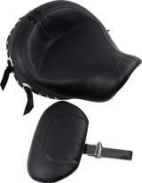 MUSTANG Wide Solo Seat - With Backrest - Black - Studded W/Concho - FXD '06-'17 79346