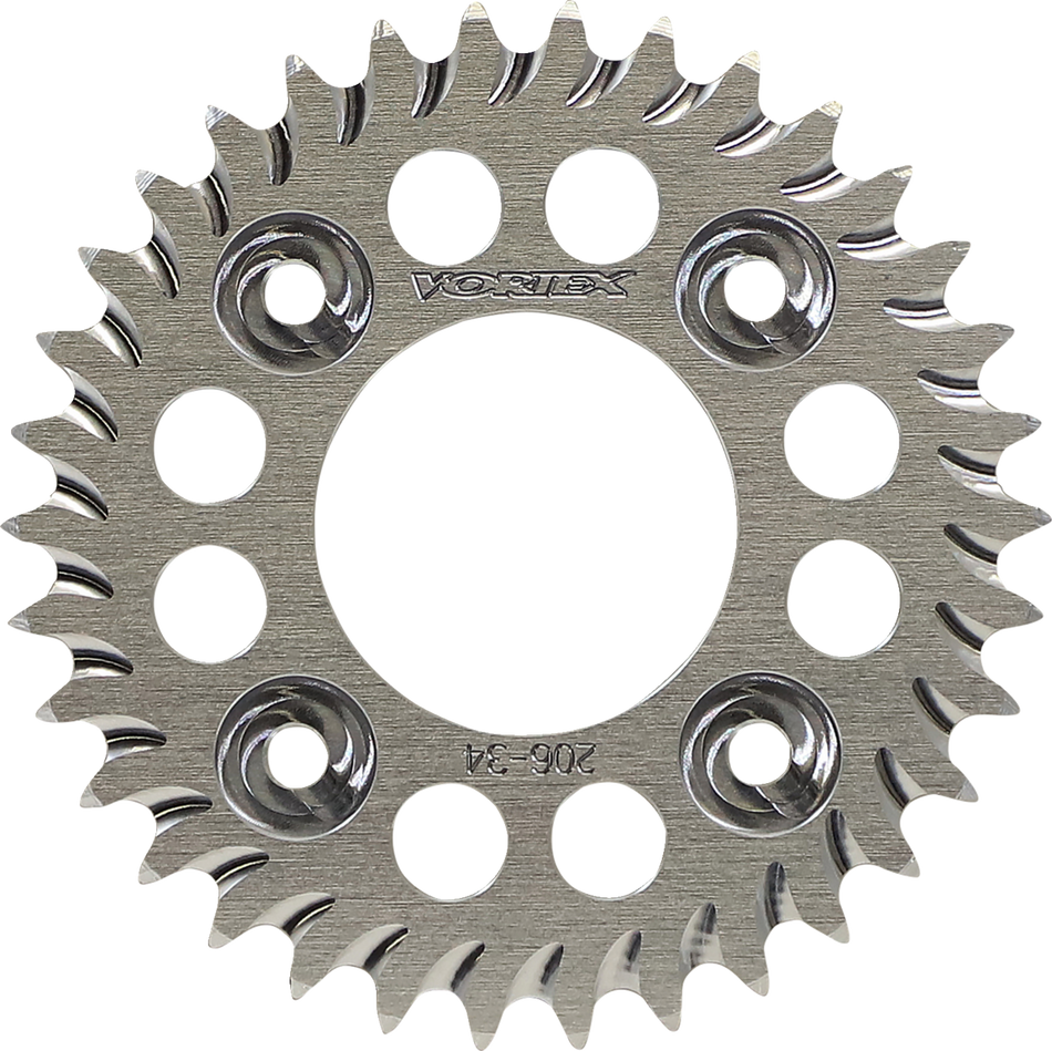 VORTEX Aluminum Sprocket - Silver - Rear - 34 Tooth 206-34