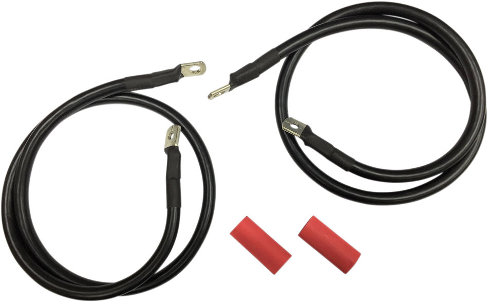 DRAG SPECIALTIES Black Battery Cable Set - '89-'92 FL E25-0091B-D4