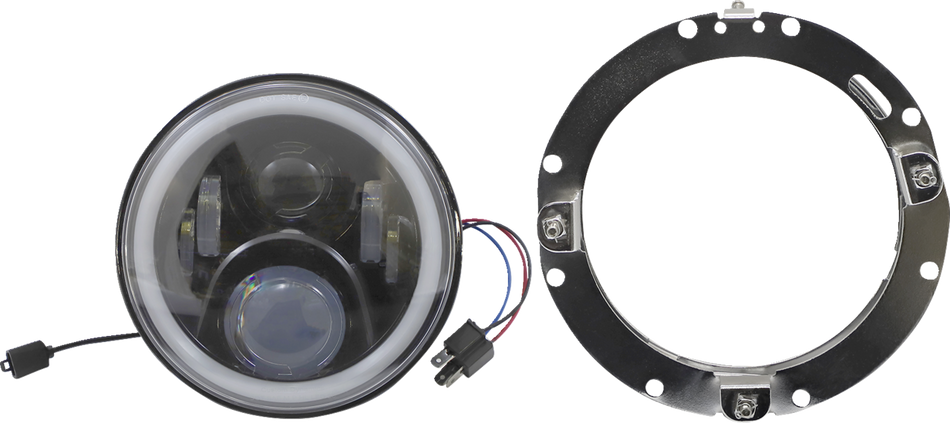 CUSTOM DYNAMICS 7" Headlamp - with Mounting Ring - Black PG-7-13-B