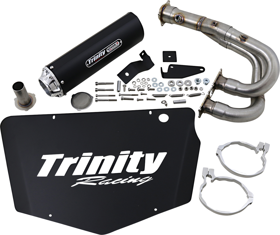 TRINITY RACING Single Stinger Exhaust - Black TR-4172F-BK