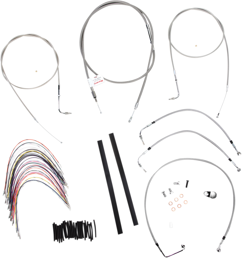 BURLY BRAND Handlebar Cable/Brake Line Kit - Complete - 16" Ape Hanger Handlebars - Stainless Steel B30-1077