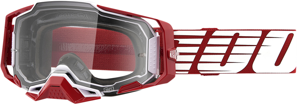 100% Armega Goggles - Oversized Deep Red - Clear 50004-00009