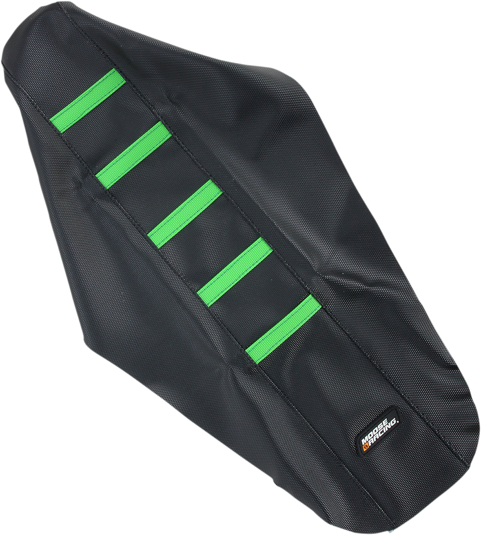 Funda de asiento acanalada MOOSE RACING - Funda negra/Costillas verdes - Kawasaki KXF25006-334RT 