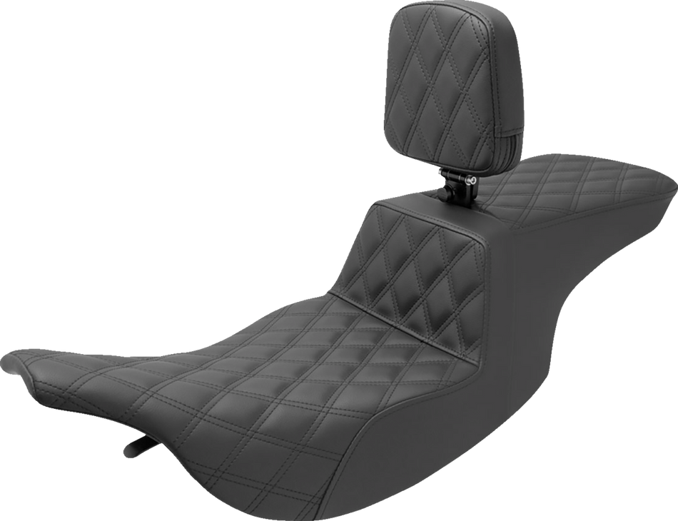 SADDLEMEN Tour Step Up Seat - Rider Backrest - Full Lattice Stitch - FL '97-'07 897-07-195BR