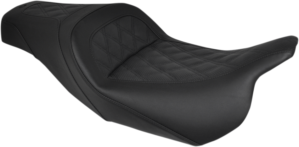 SADDLEMEN Slim Seat - Black - Lattice Stitch - '08-'23 FL 808-07B-162