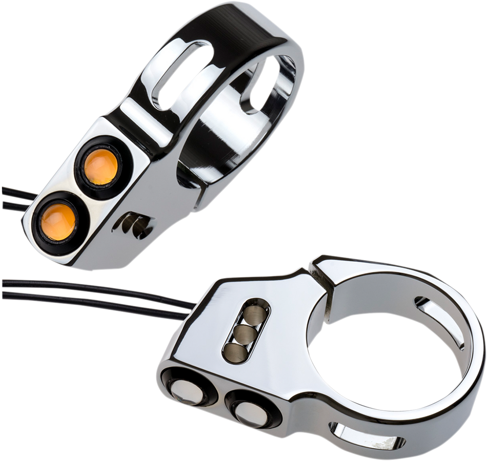 JOKER MACHINE Rat Eye LED Turn Signals - 49 mm - Chrome 05-200-3C