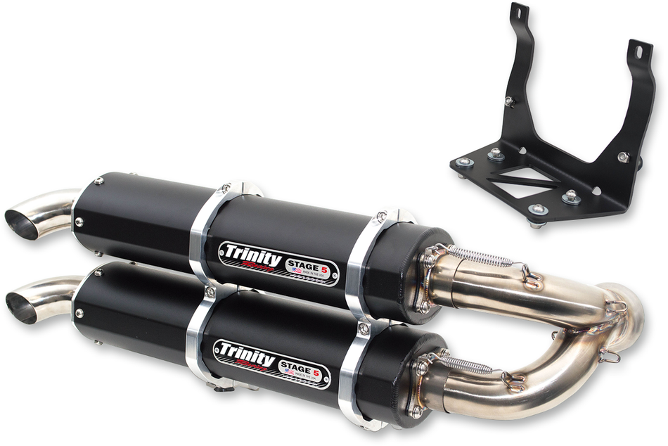 TRINITY RACING Stage 5 Slip-On Dual Muffler - Black Maverick X3 TR-4160S-BK