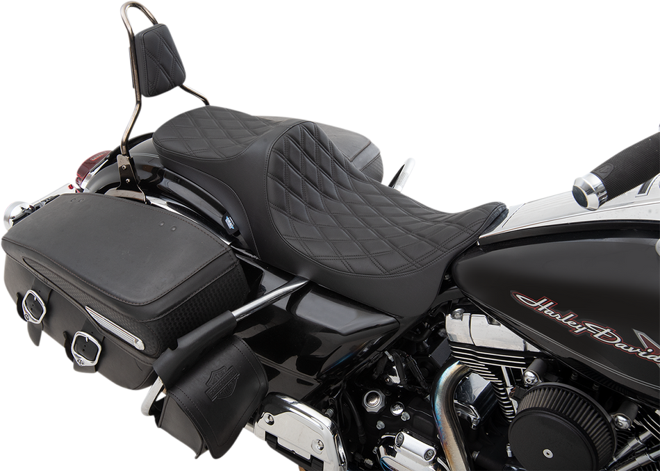 DRAG SPECIALTIES Predator III 2-Up Seat - Double Diamond - Black Thread 0801-1304