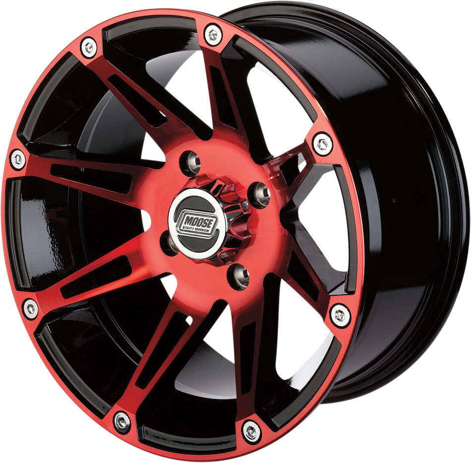 MOOSE UTILITY Wheel - 387X - Front - Anodized Red/Black - 12x7 - 4/136 - 4+3 387MO127136BWR4