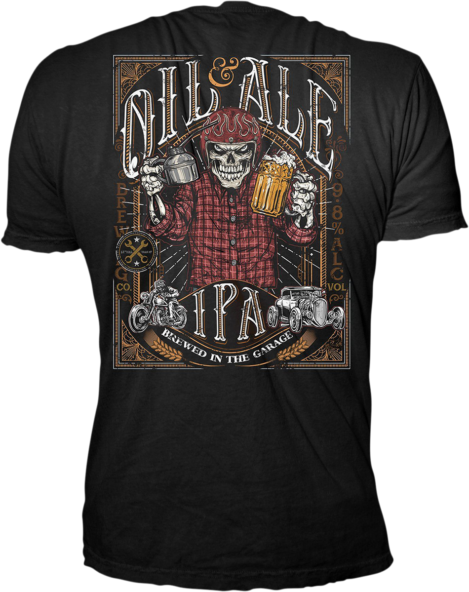 LETHAL THREAT Oil & Ale T-Shirt - Black - Medium LT20739M