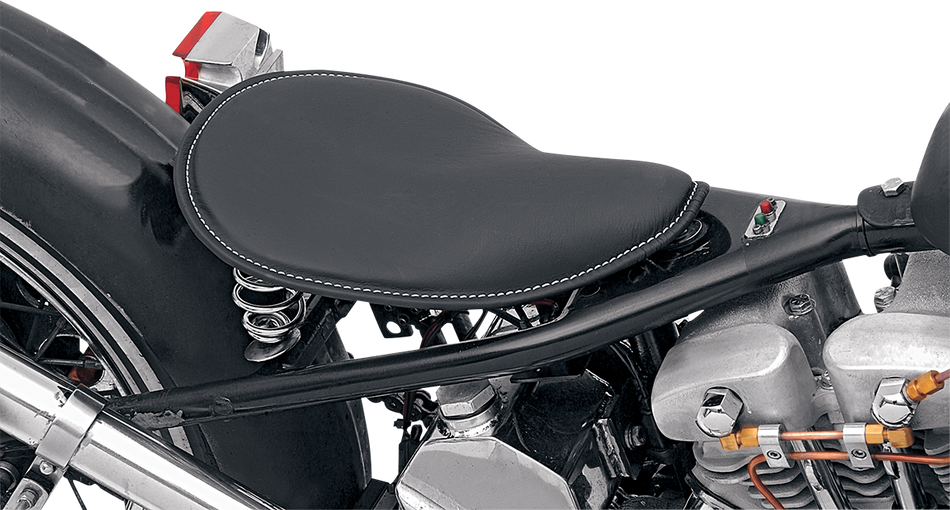 DRAG SPECIALTIES Seat - Spring Solo - Low-Profile - Black Vinyl/White Stitching 0806-0074