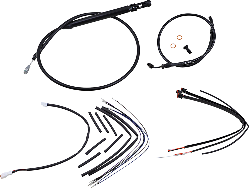 BURLY BRAND Cable Kit - Jail Bar - 14" Handlebars - Black Vinyl B30-1253