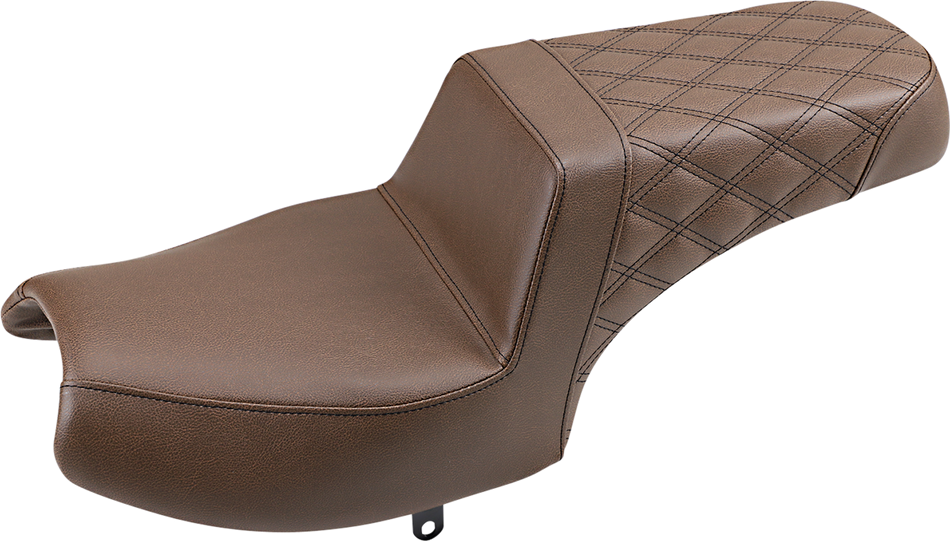 SADDLEMEN Step Up Seat - Front Smooth/Rear Lattice - Brown - Challenger I20-06-173BR