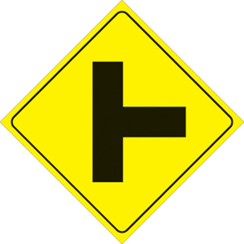 Voss Signs Yellow Plastic Reflective Sign 12 - Right T-Intersection V124466