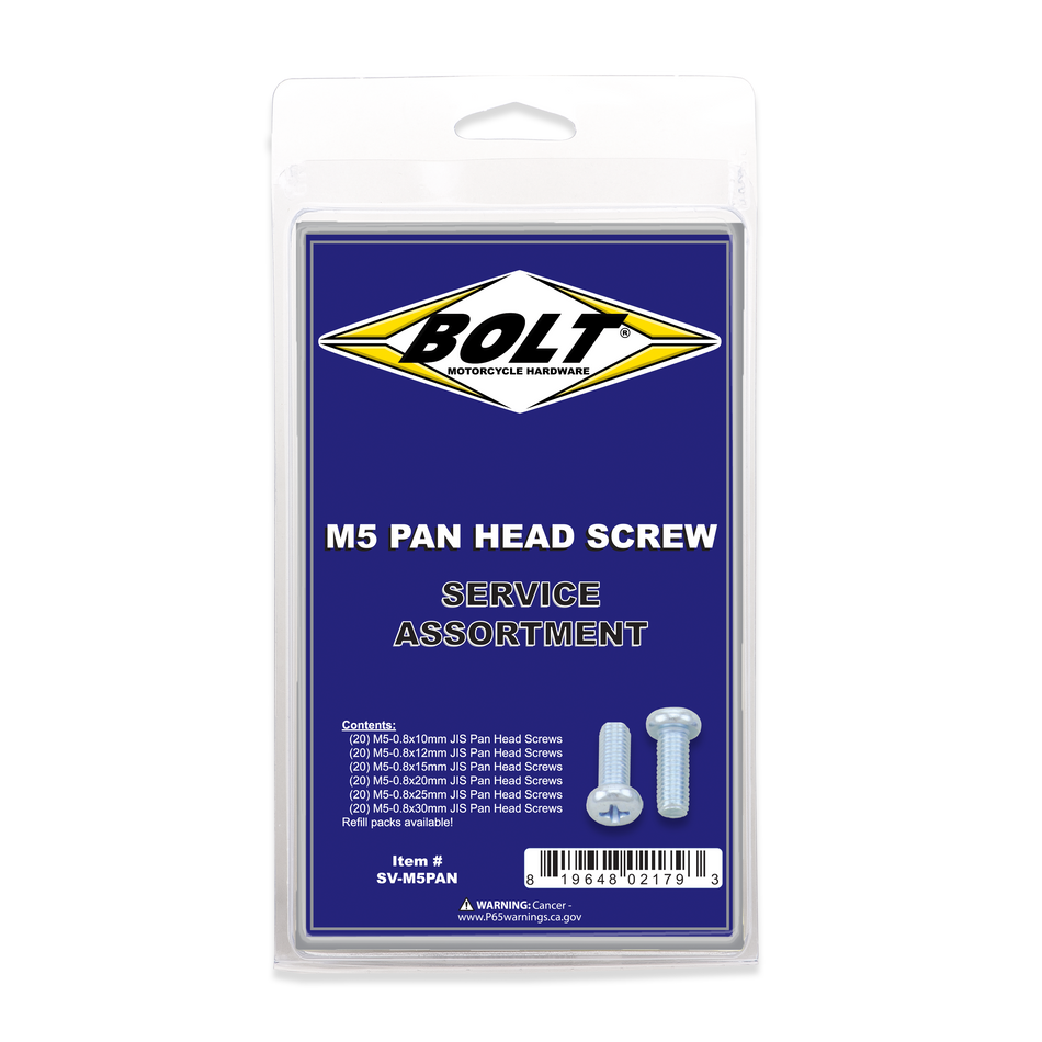 BOLT M5 Pan Head Phillips Assortment 120 Piece Kit SV-M5PAN