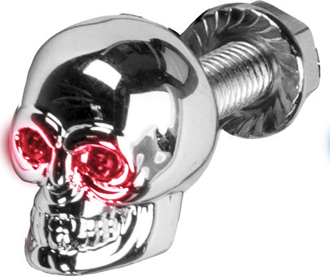 HARDDRIVE Lighted Skull Lic Plate Screw Red H040078