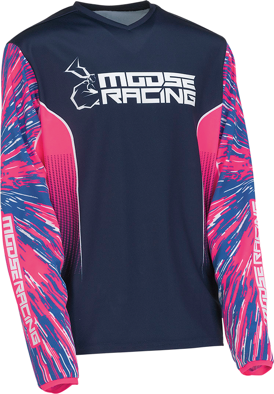 MOOSE RACING Youth Agroid Jersey - Pink/Blue - Large 2912-2259