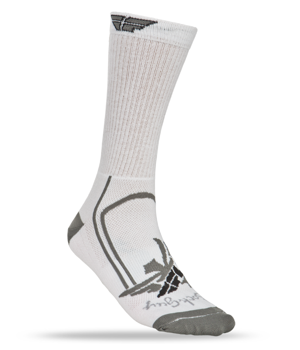 FLY RACING Crew Sock White/Grey S-M 6" CUFF WHT/BLK S/M