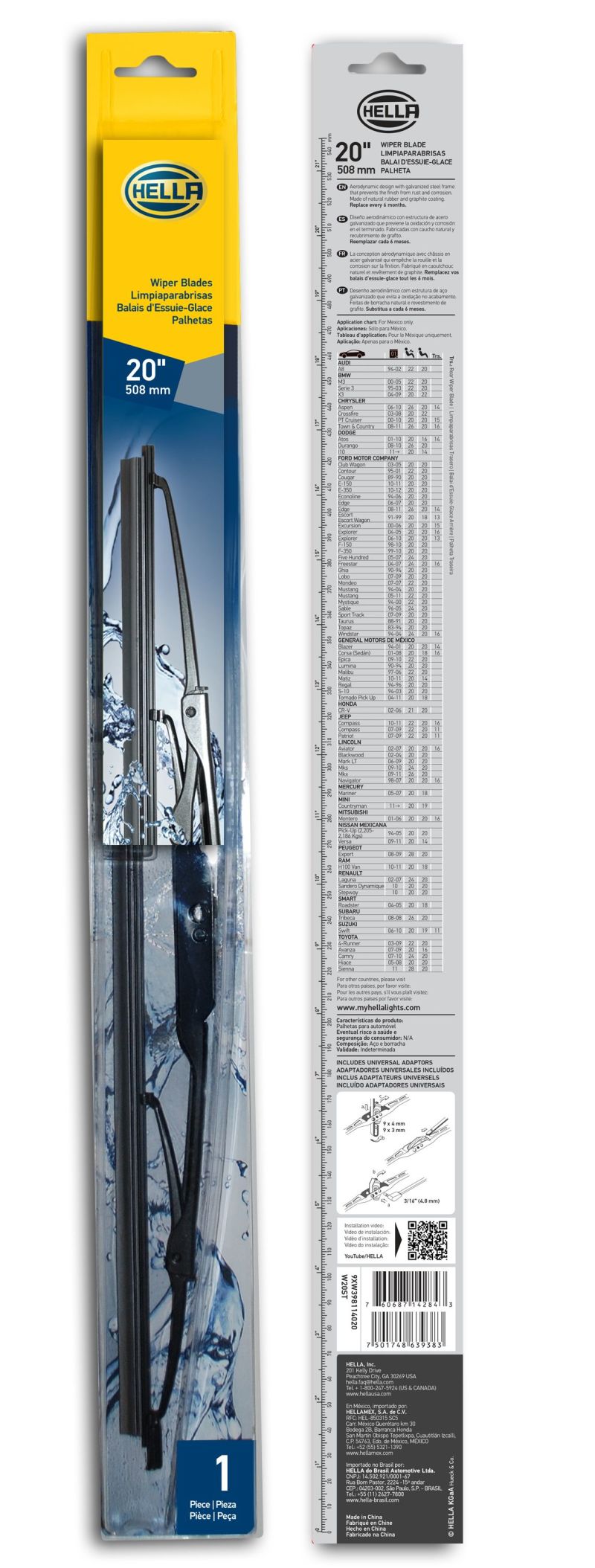 Hella Standard Wiper Blade 20in - Single LA9XW398114020