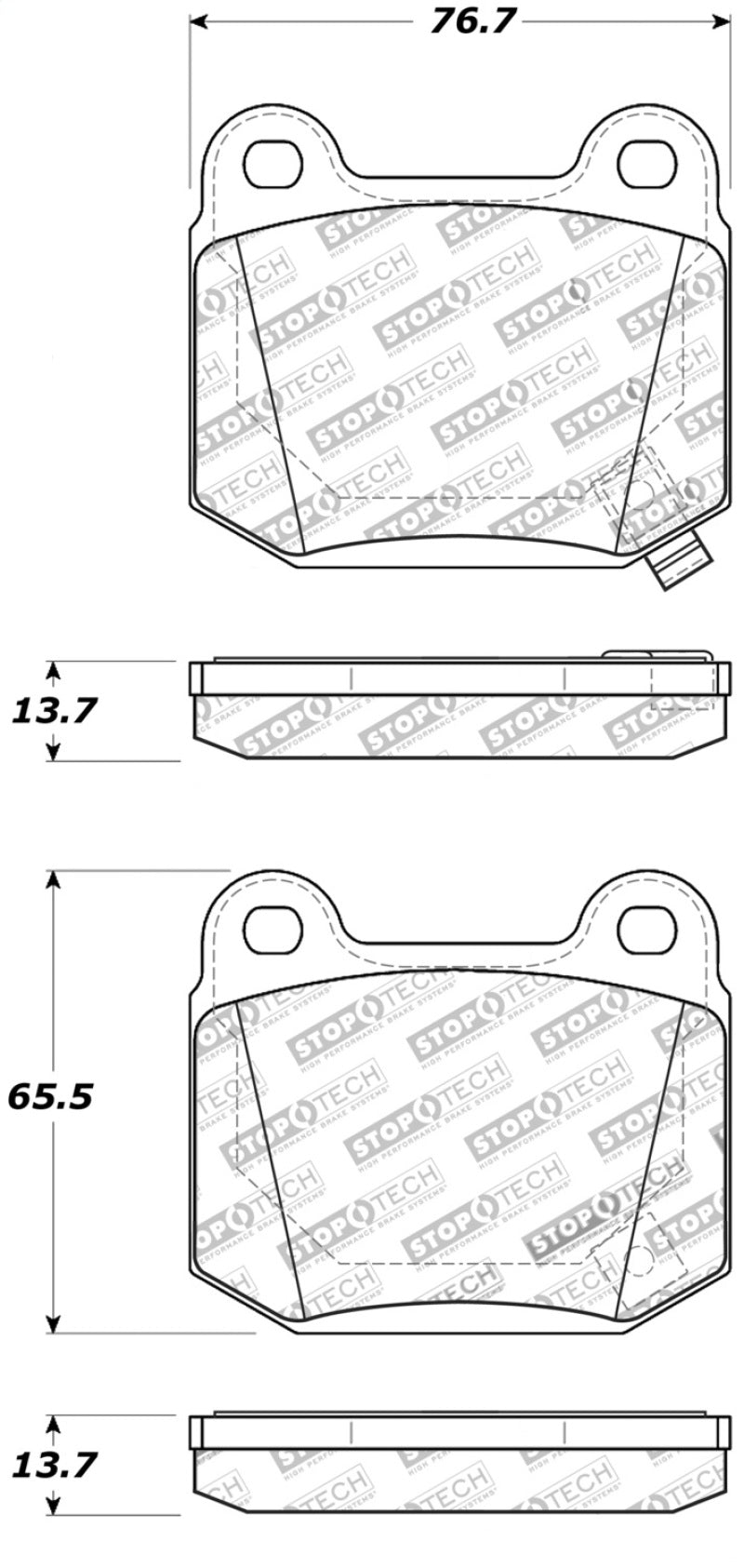 StopTech Street Touring ST-22 2-Piston Rear Caliper Brake Pads 308.0961