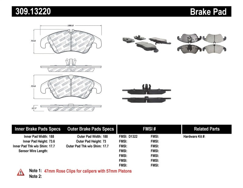 StopTech Performance 08-10 Audi A5 / 10 S4 / 09-10 Audi A4 (except Quattro) Front Brake Pads 309.1322