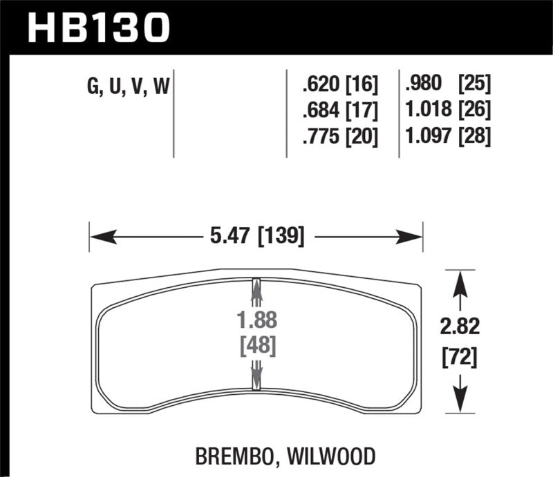 Hawk Brembo X9 060 71/74 / Brembo XA4 D3 01/04 / Wilwood Integra IP Racing DTC-70 Brake Pads KHB130U.980