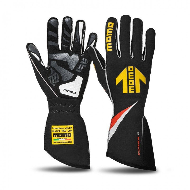 Momo Corsa R Gloves Size 12 (FIA 8856-2000)-Black GUCORSABLK12